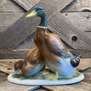 Large 7.5"H Vintage Gerold Porzellan Bavaria Mallard Ducks Figurine W. Germany